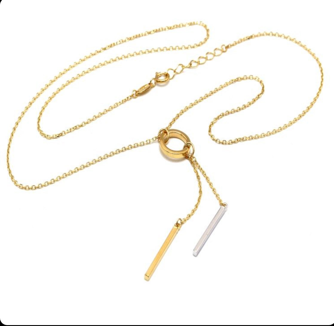 Gold Drop Bar Necklace