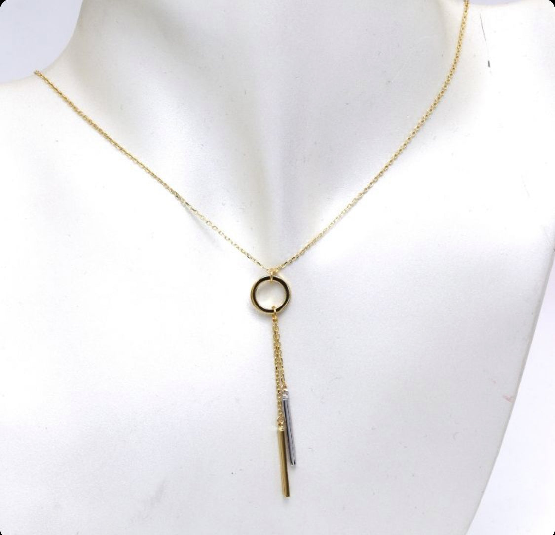 Gold Drop Bar Necklace